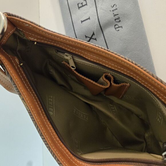 Vintage Texier Tan Leather Shoulder Bag‎ Zip Inner Pocket Single Handle France - Picture 9 of 11
